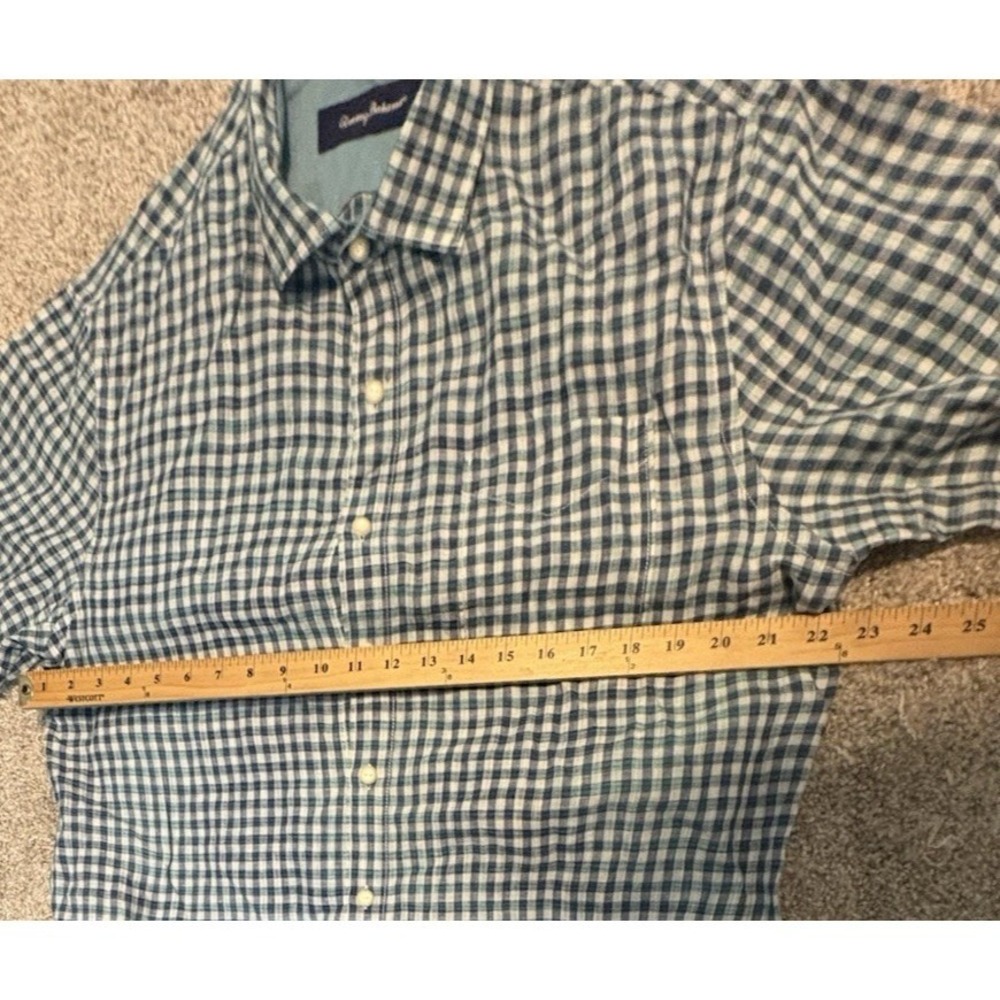 Tommy Bahama Mens Short Sleeve Gingham 100% Linen Button Up Shirt Large Damage - Picture 5 of 9